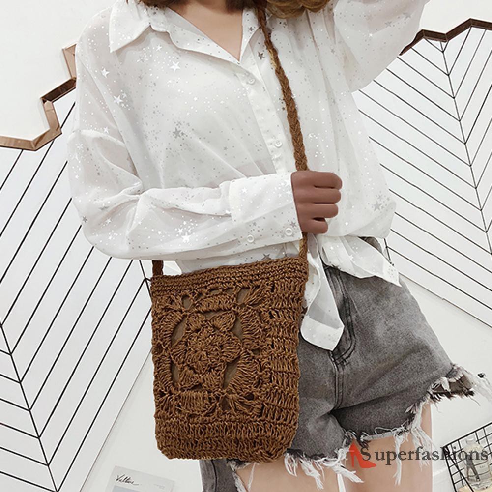 【Hot Sale】Summer Beach Women Girls Crochet Braid Bags Shoulder Vintage Messenger Bag