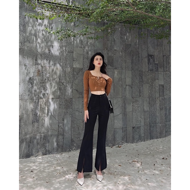 BUTTON CROPTOP▪Áo cổ vuông bấm ngực
