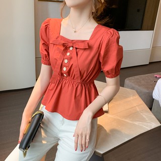Áo Peplum Ngắn Tay Phong Cách Hàn Quốc Thanh Lịch Dành Cho Nữ