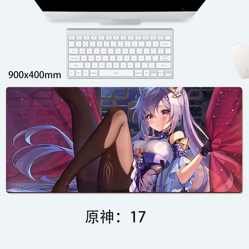 Tấm lót chuột bàn máy tính chơi game dày dặn họa tiết hoạt hình Genshin Impact cỡ lớn