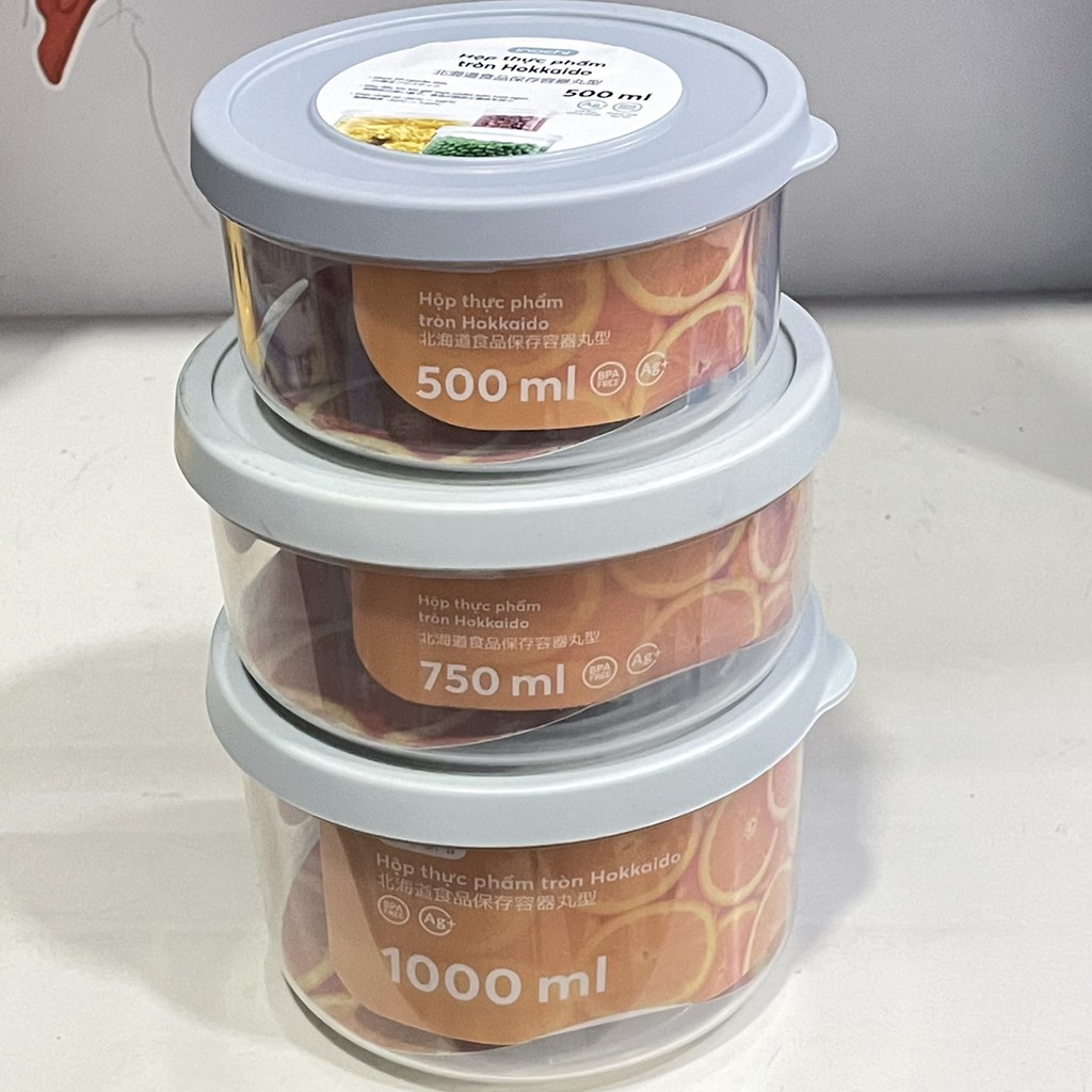 Hộp Nhựa Đựng Thực Phẩm Tròn Nhiều Size Hokkaido Dùng Trong Lò Vi Sóng