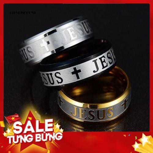 Nhẫn khắc nổi hình thánh giá chúa Jesus phong cách thanh lịch dành cho cả nam và nữ -Hàng nhập khẩu