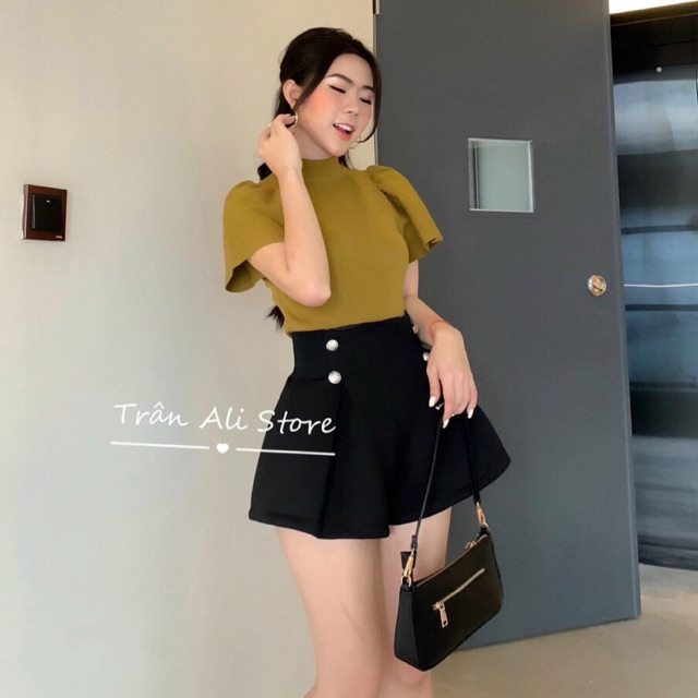 Áo len tay bồng siêu đẹp, Áo kiểu len cổ cao dáng ôm AL5129 - NhiNhiShop