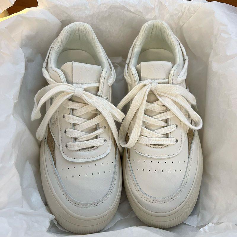 Giày Thể Thao Bằng Da Màu Trắng Thời Trang Cho Nữ