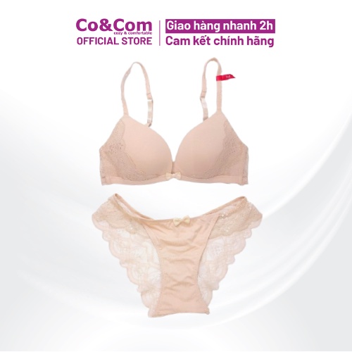 Bộ Đồ Lót Nữ Co&Com BAN5007 Không Gọng Không Đệm Mút Chất Cotton Pha Ren Quyến Rũ Mềm Mại | BigBuy360 - bigbuy360.vn