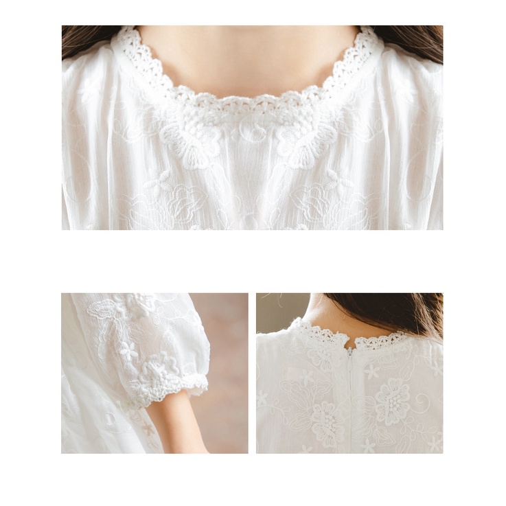 Đầm Công Chúa Phối Ren Hoa Màu Trắng Thanh Lịch Thời Trang Xuân Thu Cho Bé Gái 3-12 Tuổi