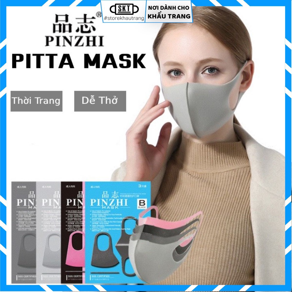 Pack 3 Khẩu Trang Thông Minh Pitta Gia Công - Lớp Lọc Hiệu Ứng Bọt Khí