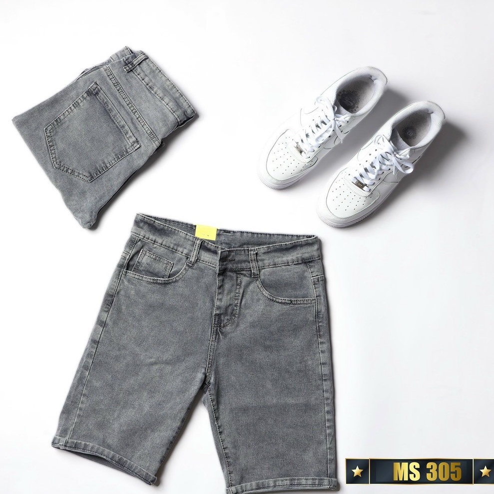 Quần short bò nam co giãn chất bò dễ phối đồ OBOKFASHION màu xám trơn cao cấp phong cách hàn quốc QJN305