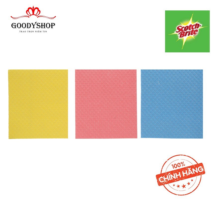 Com bo 2 gói khăn lau Scotch Brite 3M 18x20cm đa năng (2 gói – 6 miếng) sản phẩm thân thiện với môi trường