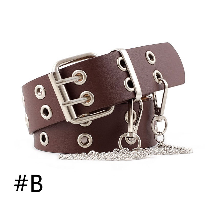 Thắt Lưng Da Màu Trơn Khóa Đôi Thời Trang Cho Nữ