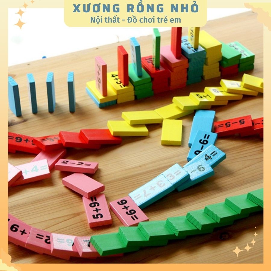 Đồ chơi Domino 110 quân bằng gỗ [Domino toán học - Ghép hình - Bộ xếp hình cho bé]