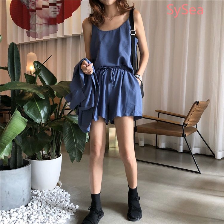 Bộ trang phục ba món dáng rộng màu trơn thời trang trẻ trung mùa hè cho nữ