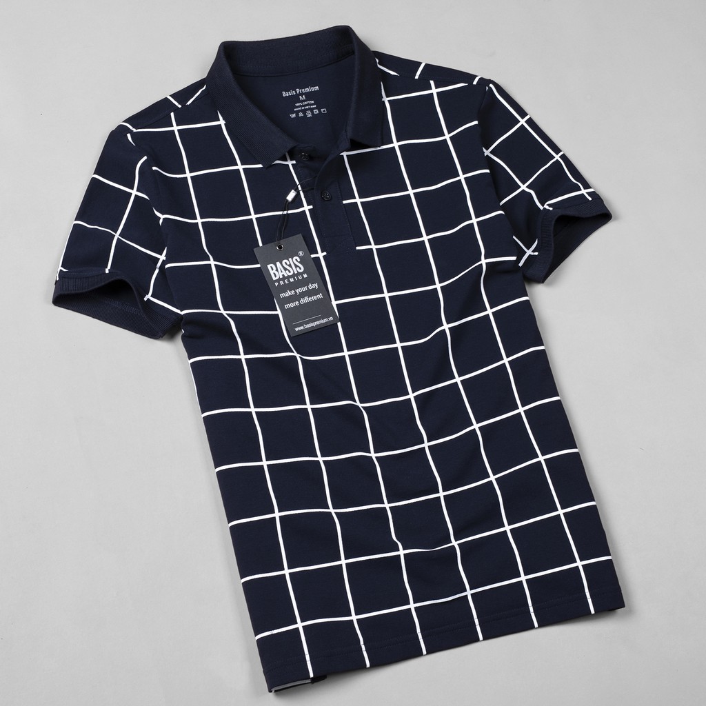 [Mã FAMALLT5 giảm 15% đơn 150K] Áo thun polo nam có cổ, chất liệu Cotton cá sấu phối sọc Basis APL202 | BigBuy360 - bigbuy360.vn