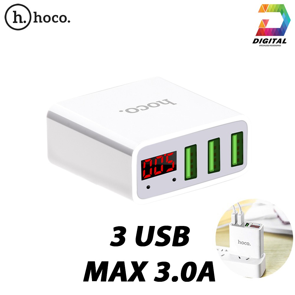 Củ Sạc Đa Năng 3 Cổng USB Hoco C15 Chính Hãng