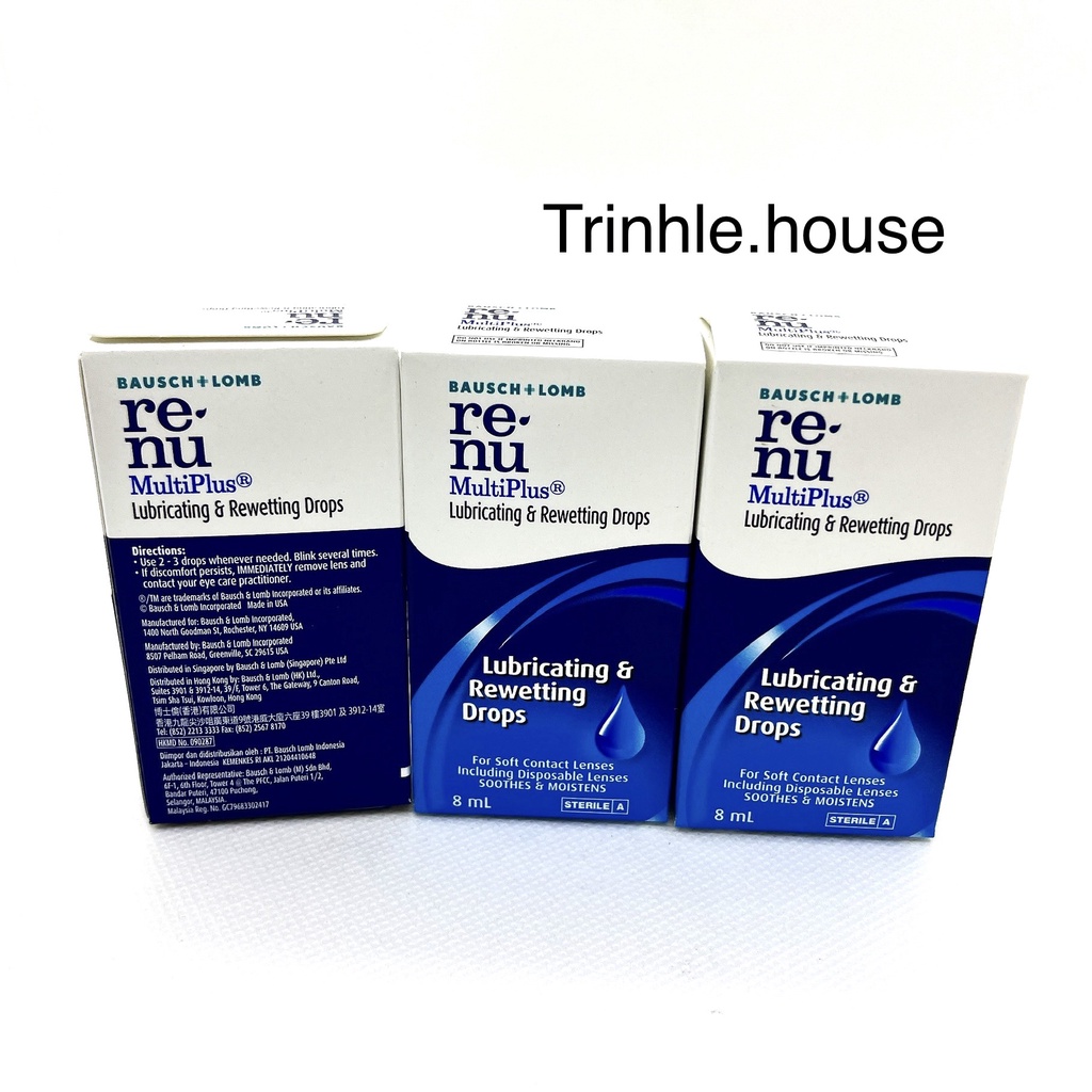 Nước nhỏ mắt lens kính áp tròng Renu 8ml Bausch&lomb- Renu eye drop date 2/2024