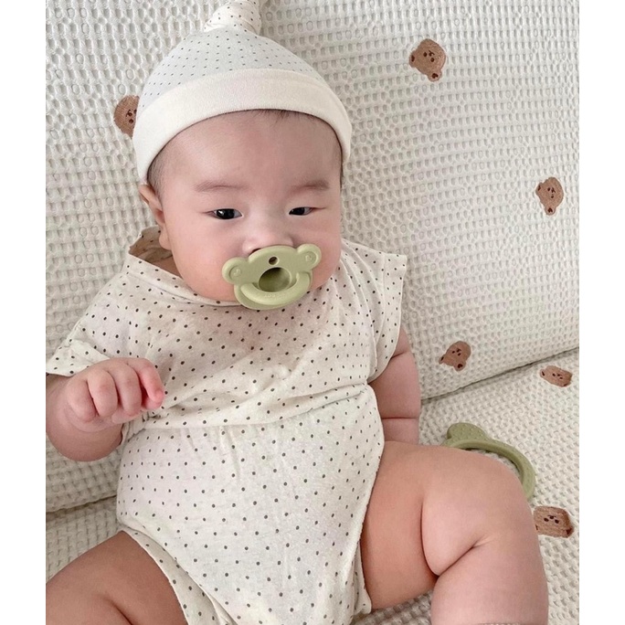 TI GIẢ / GẶM NƯỚU SILICONE GẤU DOTTODOT MÀU PASTEL - Hàn Quốc