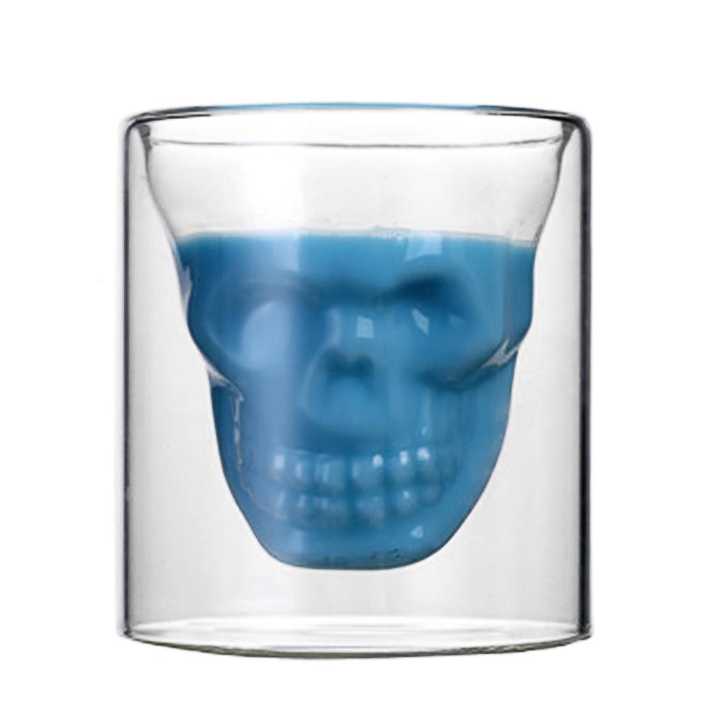 Halloween Skull Double Layer Transparent Glass Cup Beer Cup for Home Bar Beer Water Party Hotel