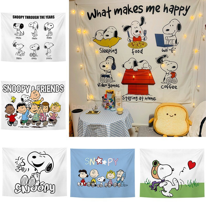 Thảm Treo Tường Trang Trí Hình Chú Chó Snoopy Dễ Thương Dành Cho Phòng Ngủ/Ký Túc Xá