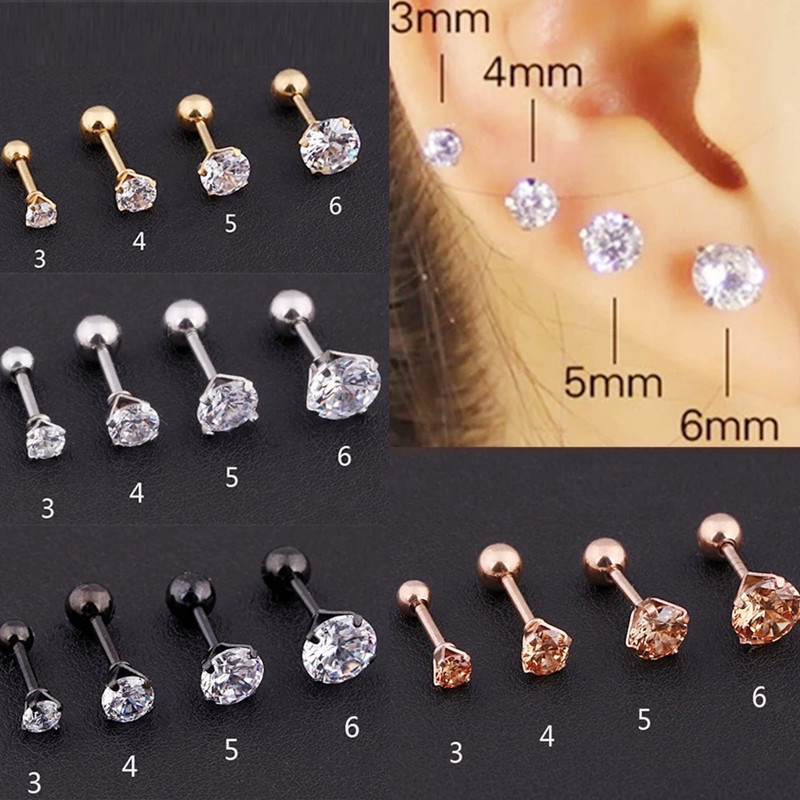1 Khuyên Xỏ Tai/Môi/Môi 4 Móng Bằng Thép Titan Đính Pha Lê Thời Trang Hàn Quốc Cho Nam Và Nữ