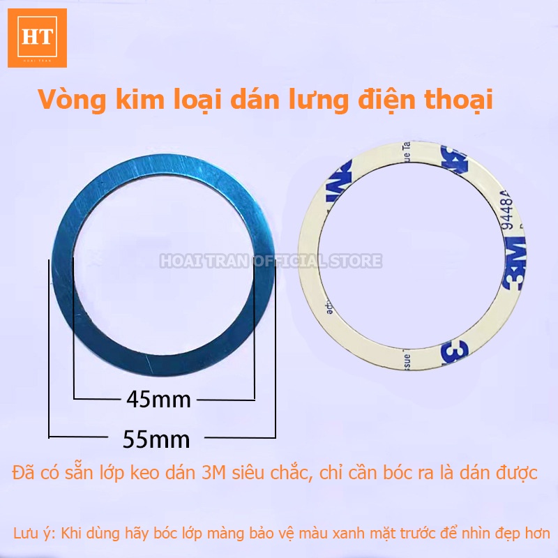 Vòng kim loại từ tính sạc không dây dán điện thoại siêu mỏng nhẹ