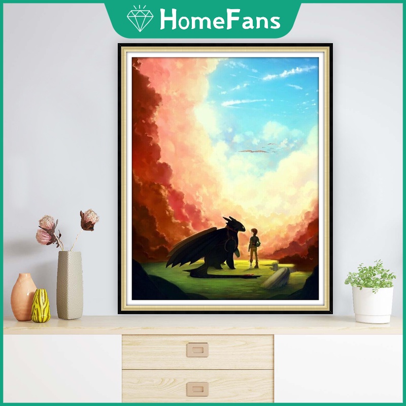 Bộ Tranh Đính Đá 5D Tự Làm 30x40cm / 40x50cm Hình Phim Bí Kíp Luyện Rồng