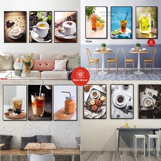Tranh treo quán cà phê, trang trí quán cà phê siêu chất - bền - đẹp - khung nổi (tặng kèm đinh)