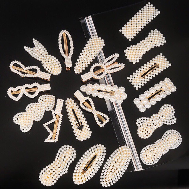 Set 20 Kẹp Tóc Đính Hạt Cho Bạn Gái , 20 Vỉ Kẹp Tóc Hạt Châu Nhân Tạo