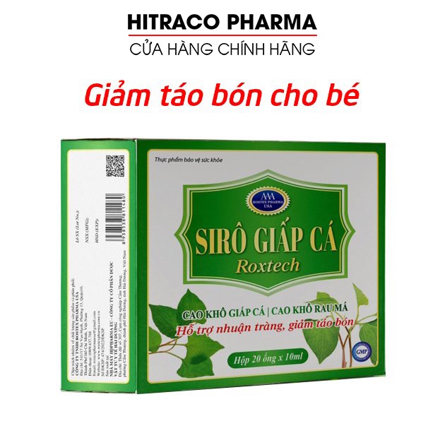 Siro cao diếp cá, cao rau má giúp nhuận tràng, giảm táo bón cho bé - 20 ống [Siro Giấp Cá Roxtech]
