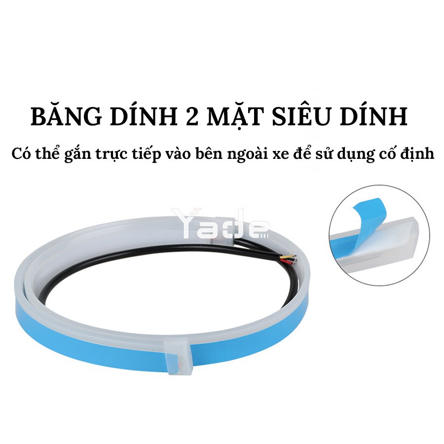 Bộ 2 Led Dây Đèn Mí Ô Tô, Tích Hợp Xi Nhan Đuổi Silicon Chống Nước - dài 60cm