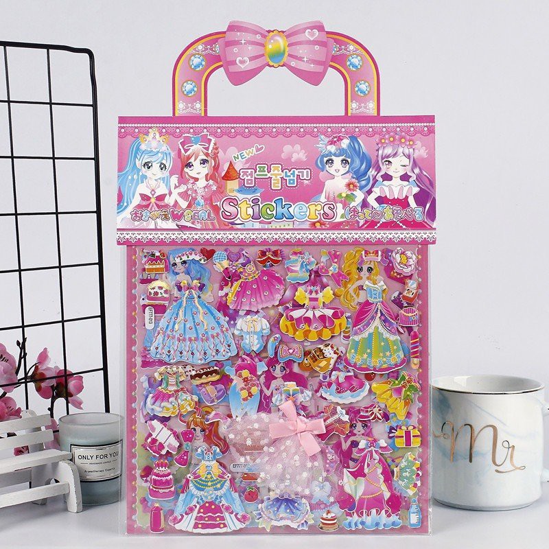 COMBO 6 TẤM MIẾNG DÁN CÔNG CHÚA THAY VÁY /STICKER DÁN TRANG TRÍ CÔNG CHÚA 3D SIÊU XINH