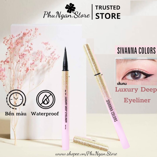 (Dễ vẽ, bền màu 24h)Bút kẻ mắt Sivanna Colors Luxury Deep Eyeliner Thái Lan