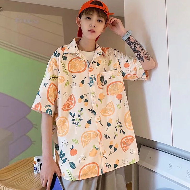 Áo Sơ Mi Tay Ngắn In Họa Tiết Trái Cây Thời Trang Dành Cho Nam