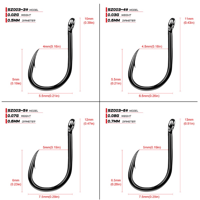 Set 200 Lưỡi Câu Cá Bằng Carbon Cao Cấp Chuyên Dụng