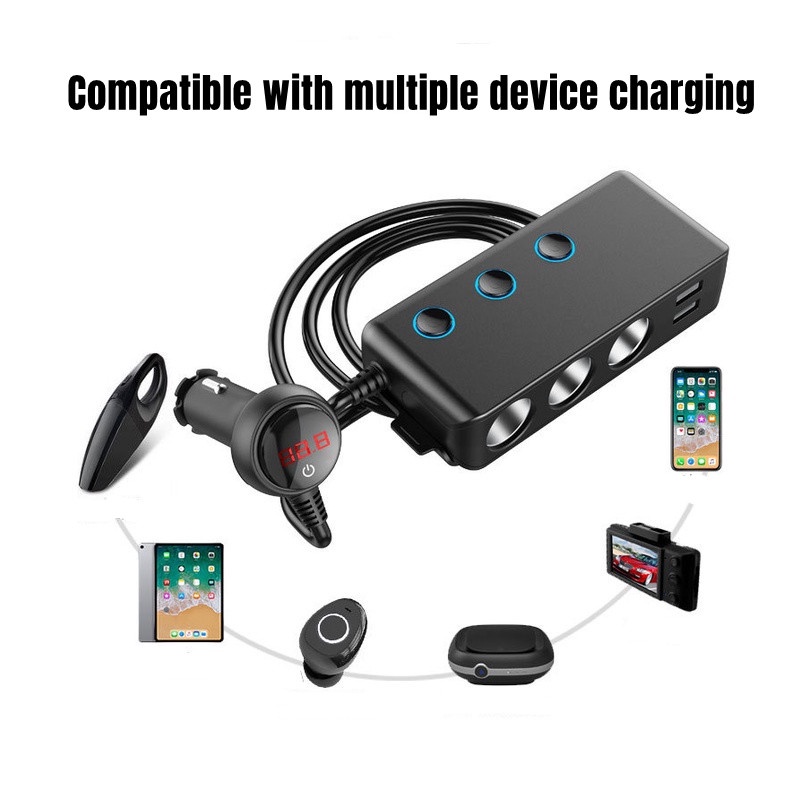 Tẩu sạc nhanh ô tô Ổ Cắm Sạc Nhanh QC3.0 USB*4++ Bật Lửa Thuốc Lá 120W 12V/24V PD Cho Xe Hơi Bộ Chia Tẩu Sạc Trên Xe Ô Tô