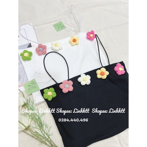 ÁO 2 DÂY GÂN ĐÍNH BÔNG LEN ULZZANG