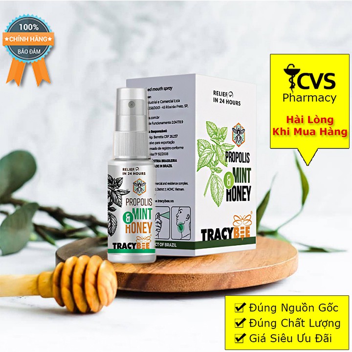 Keo Ong Xịt Giảm Viêm Họng Vị Bạc Hà Propolis Mint &amp; Honey 30ml (Tracybee)