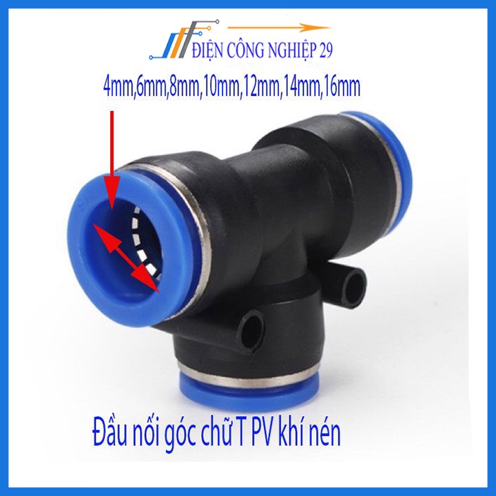 Đầu nối chữ T cho hệ thống phun sương,khí nén đầy đủ kích thước 4mm,6mm,8mm ,10mm,12mm,14mm,16mm