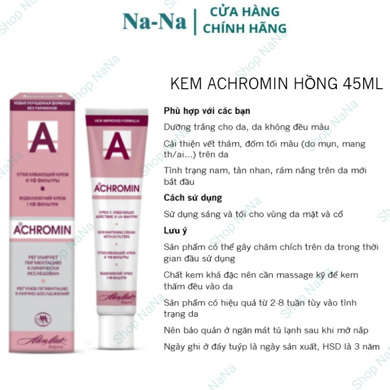 Kem bôi Achromin 45ml giúp trắng da giảm nám, tàn nhan, mờ thâm, đốm tối màu trên da