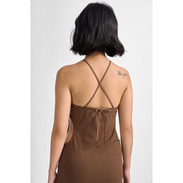 Đầm yếm Maybi ôm thun gân cutout eo