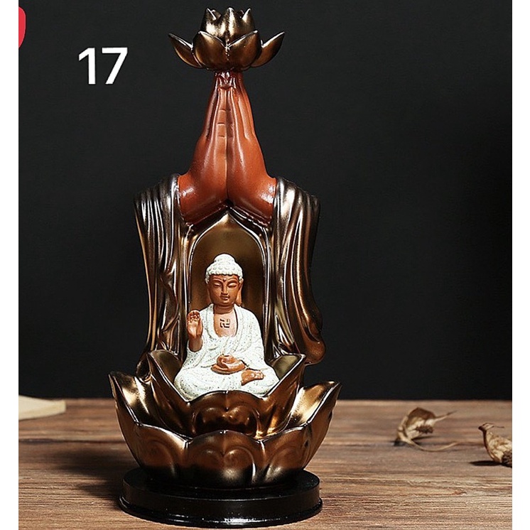 Thác khói trầm hương, đốt trầm phong thuỷ gốm sứ Bát tràng hòn non bộ tượng phật tượng bàn tay