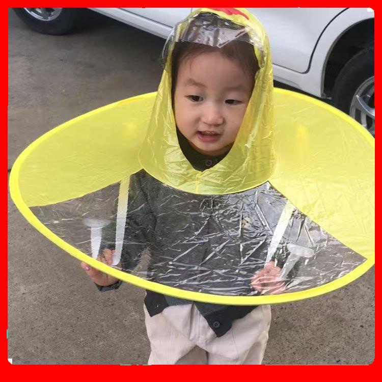 ❍Phim hoạt hình UFO Áo mưa Vịt vàng Nhỏ khoác Dù Mũ