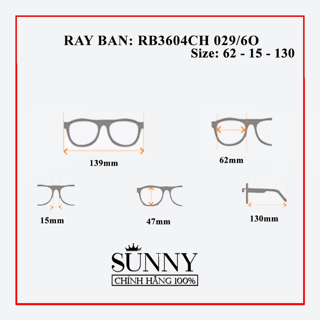 RB3604CH 029/60 - Kính mát nam nữ Rayban chính hãng , bảo hành toàn quốc, thiết kế dễ đeo bảo vệ mắt