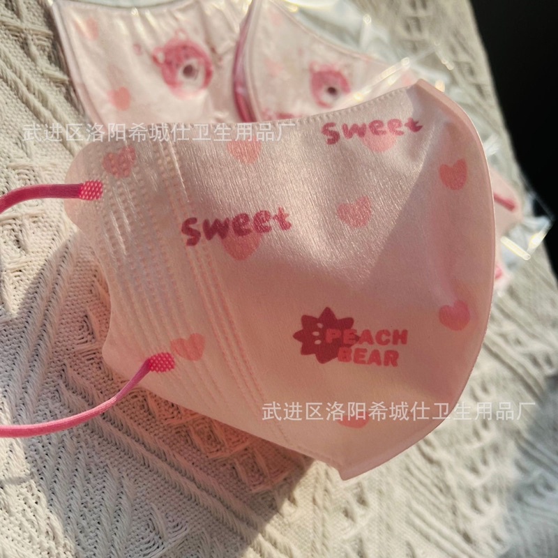 KHẨU TRANG 3D HỒNG HOẠ TIẾT GẤU DÂU LOTSO SIÊU HOT 🐻🍓