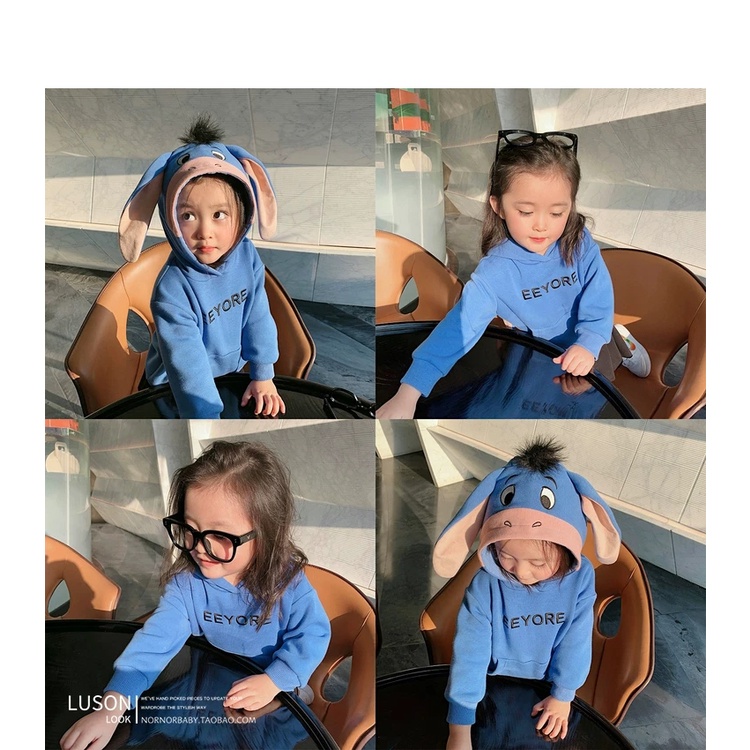 Áo khoác Nỉ Thu Đông Hoodie dày dặn Hình Thú Cho Bé Trai Bé Gái 8-18 kg