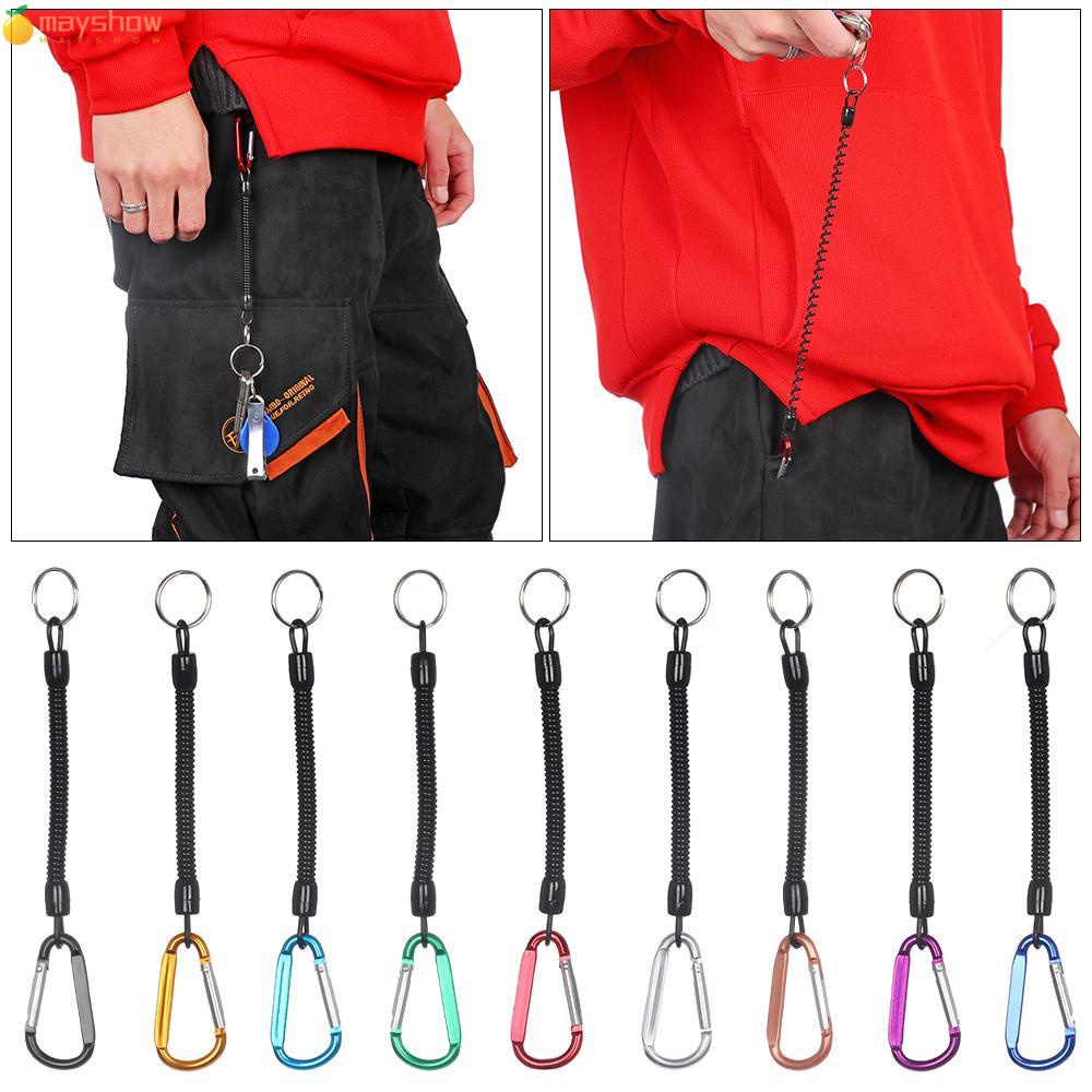 Set 1 / 2 Dây Lò Xo Co Giãn Di Động Chống Thất Lạc Bằng Nhựa Chất Lượng Cao Có Móc Khóa Cho Hoạt Động Ngoài Trời