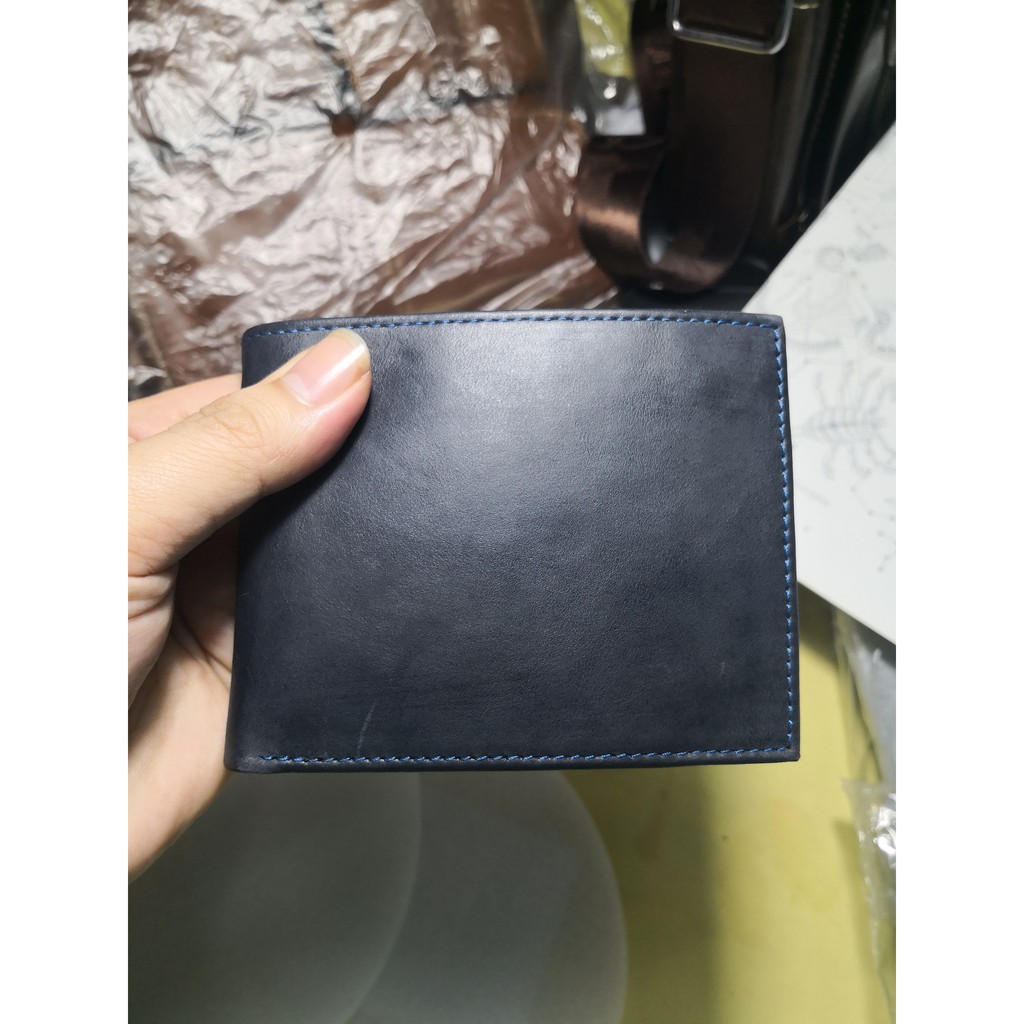Ví nam da bò sáp thơm cao cấp - dáng nhỏ gọn - mầu xanh sẫm cực đẹp - phong cách hiện đại - VC9