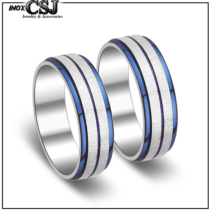 02 chiếc nhẫn cặp đôi tình nhân thời trang kẻ sọc đẹp, không đen - tặng hộp đựng xinh xắn