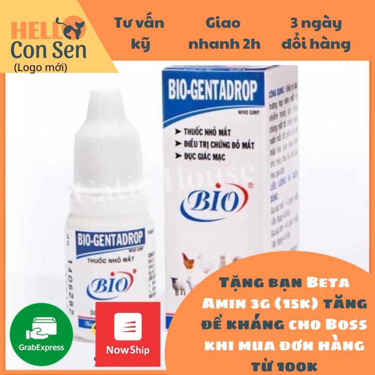 [QUẬN 2]Dung dịch nhỏ mắt chó mèo Bio Gentadrop 10ml - Thuốc nhỏ mắt Bio Gentadrop 10ml- Genta Drop