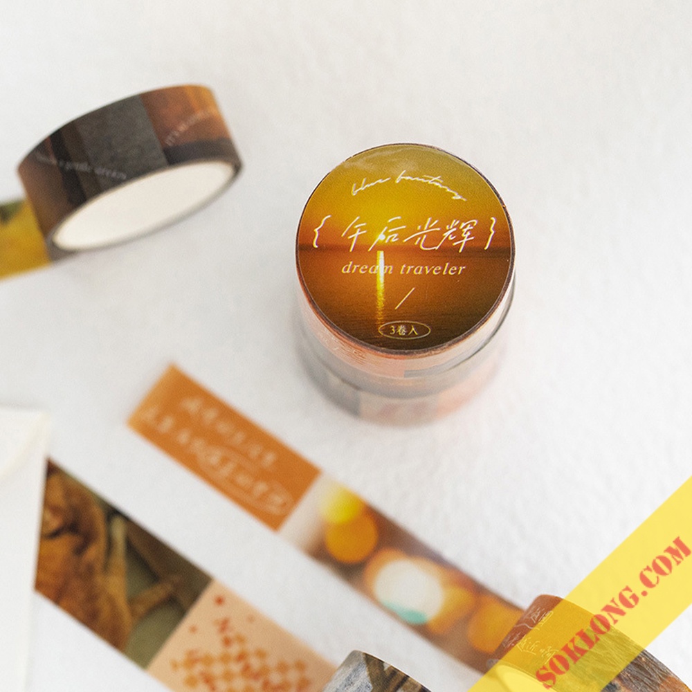 Set 3 washi tape Postcard thiên nhiên WA10 hình cuộc sống trải nghiệm trang trí bullet journal SỔ KLONG