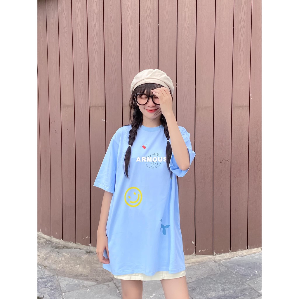 Áo Armous Teddy Alphabet Baby Blue Tay Ngắn
